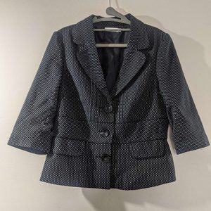 Ricki's Womens Blazer Black Polka Dot 3 Front Button Size 8 Collared 3/4 Sleeve